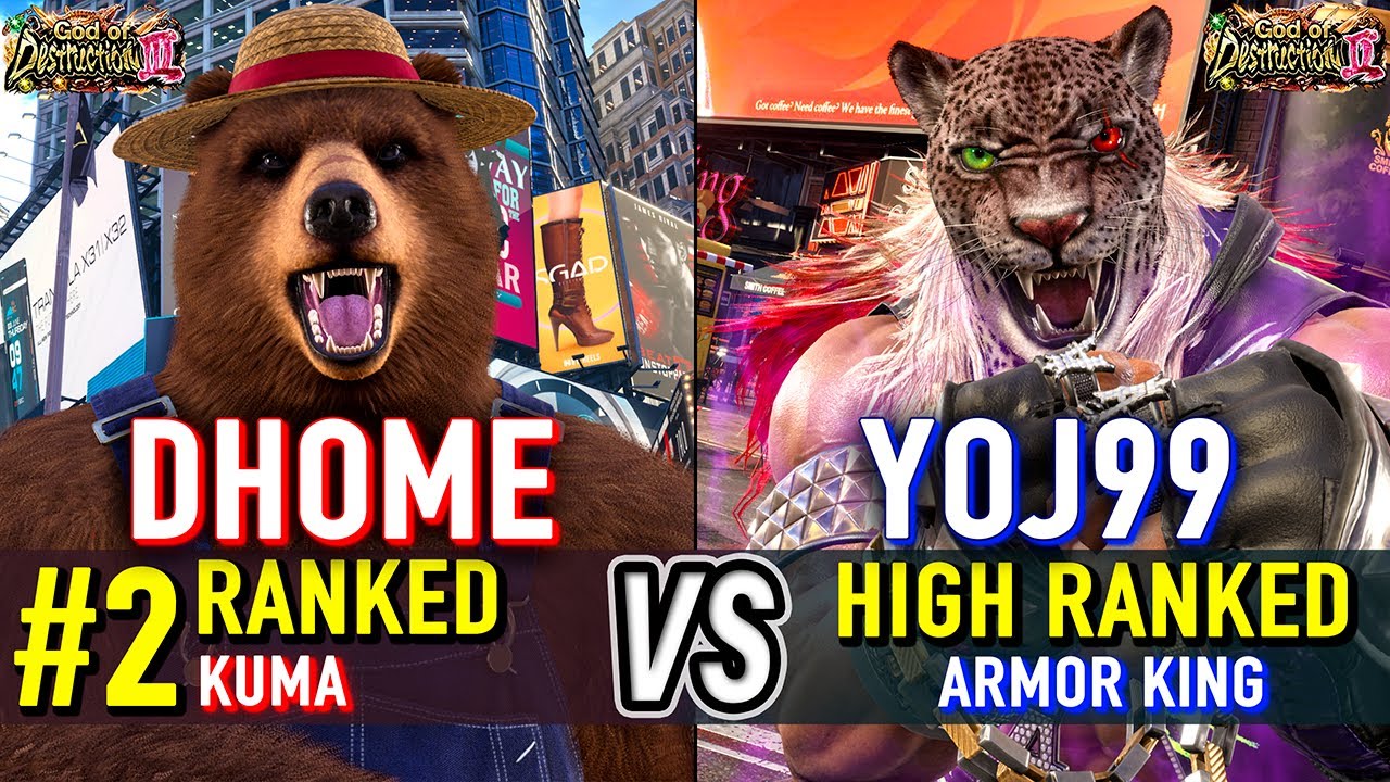 T8 🔥 DHOME50HBK (#2 Ranked Kuma) vs YOJ99 (Armor King) 🔥 Tekken 8 High Level Gameplay