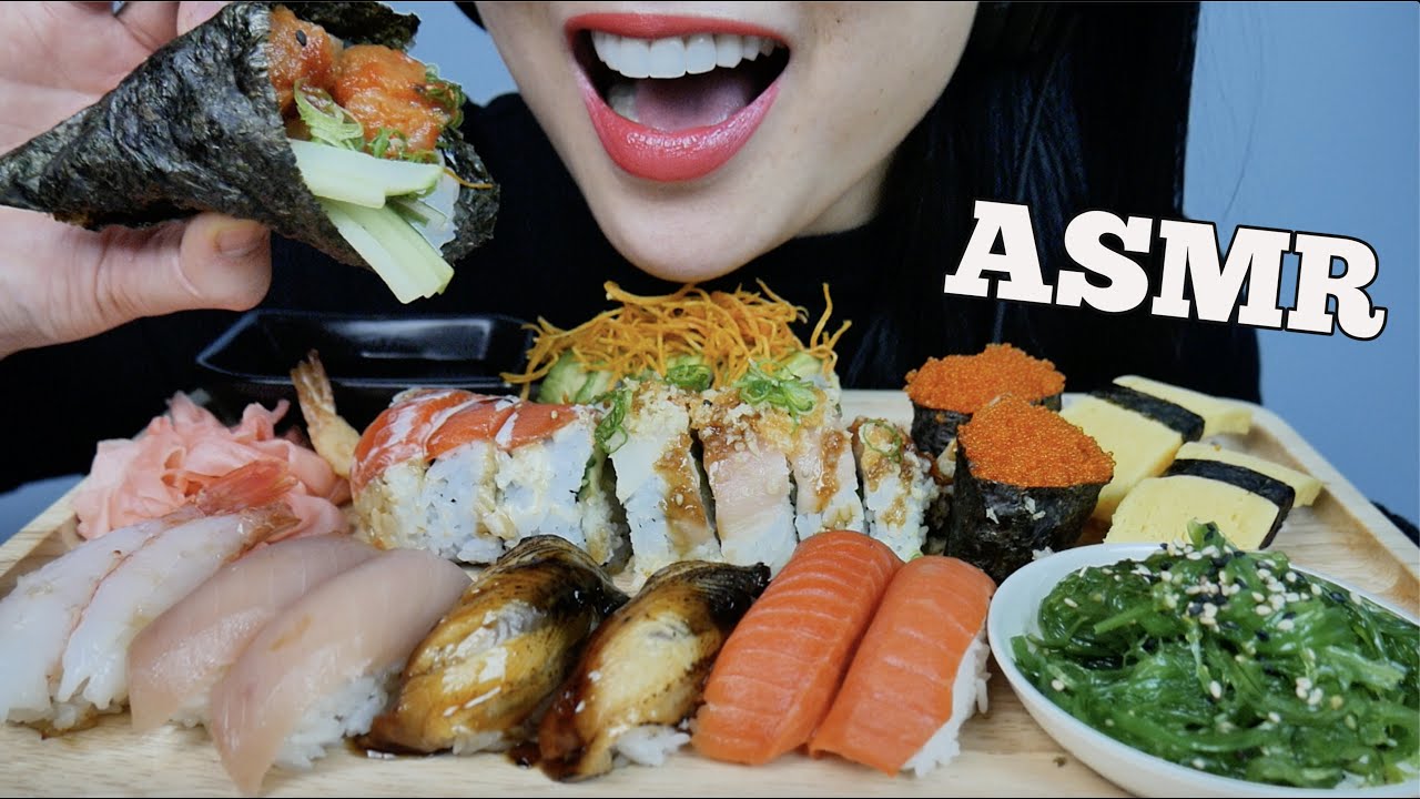ASMR SUSHI CONE + NIGIRI + FRESH ROLLS (EATING SOUNDS) | SAS-ASMR