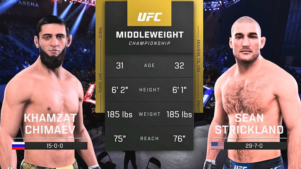 Khamzat Chimaev vs Sean Strickland FULL FIGHT | UFC 5 AI Simulation Gameplay (CPU vs CPU)