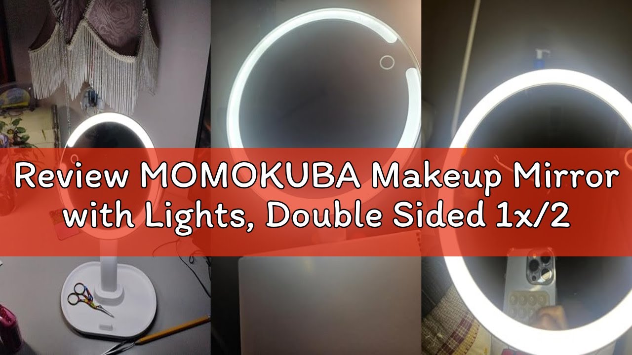 Review MOMOKUBA Makeup Mirror with Lights, Double Sided 1x/20x Magnifying Mirror with Light, Recharg