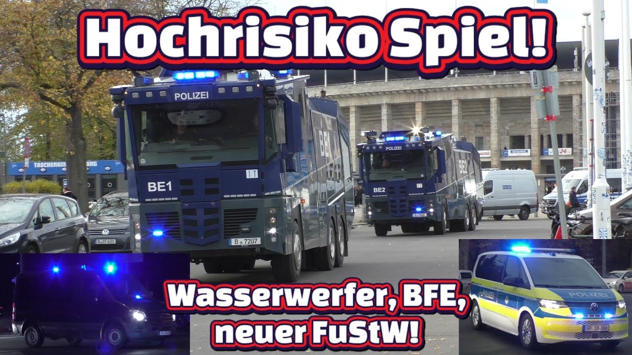 (Hochrisiko Spiel!) WaWe, BFE, Neuer FuStW! | Einsatzfahrten am Olympia Stadion 