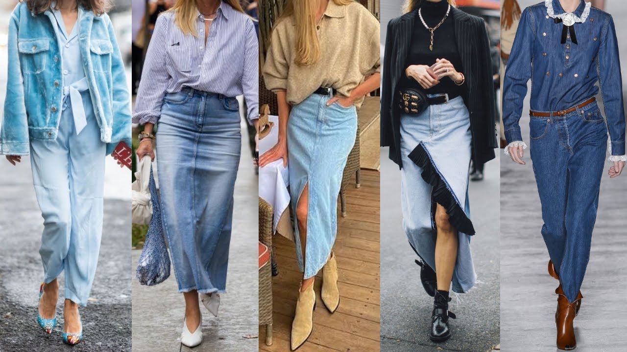 NUEVAS TENDENCIAS MODA 2024  DE ROPA JEANS FALDAS CHAQUETAS BLUSAS PANTALONES ABRIGOS DE MEZCLILLAS