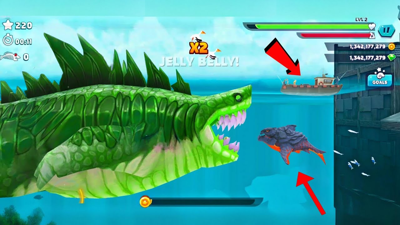 Hungry Shark Evolution - Giant Monster Enemy Atomic Sharkjira New Skin Mod - All 27 Sharks Unlocked