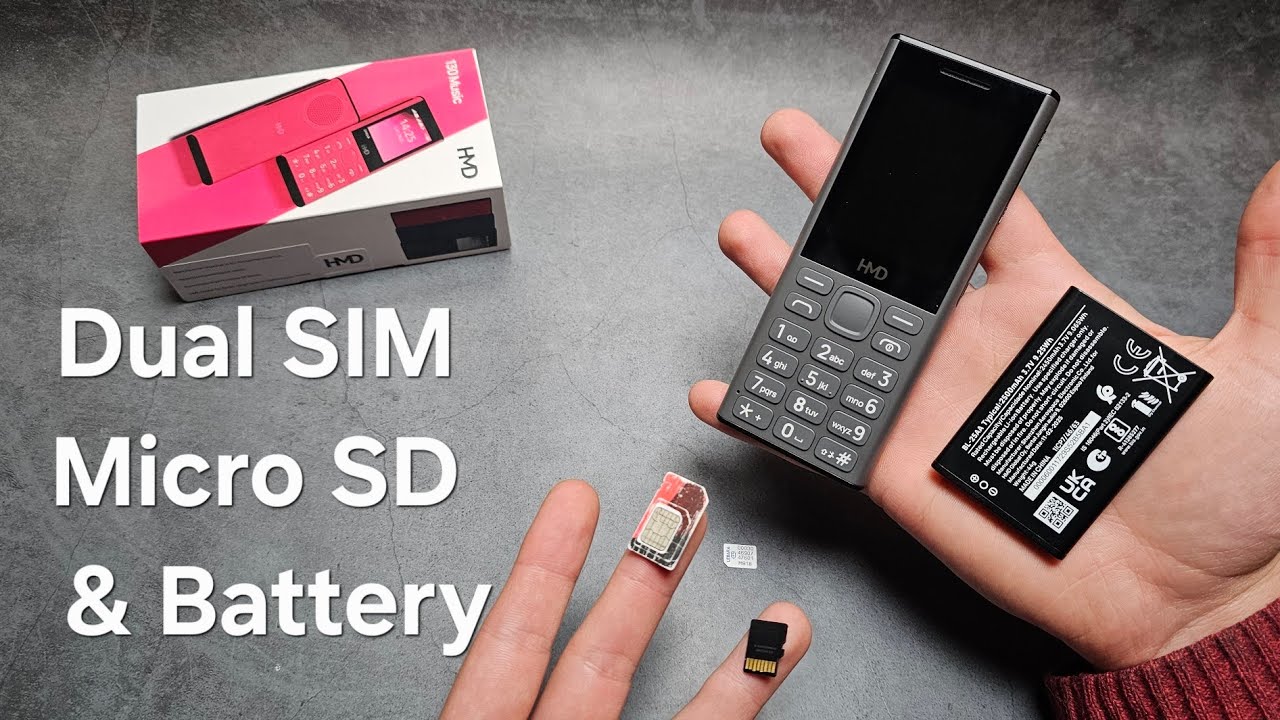 Nokia HMD 130 Music - How to Insert SIM Card, Micro SD Memory Card & Battery ( Dual SIM Phone )