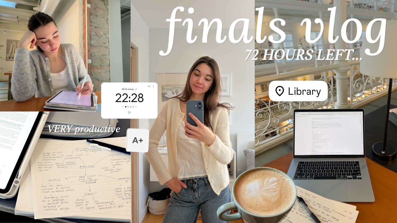 productive finals vlog | intense study days, library sessions & writing a research paper