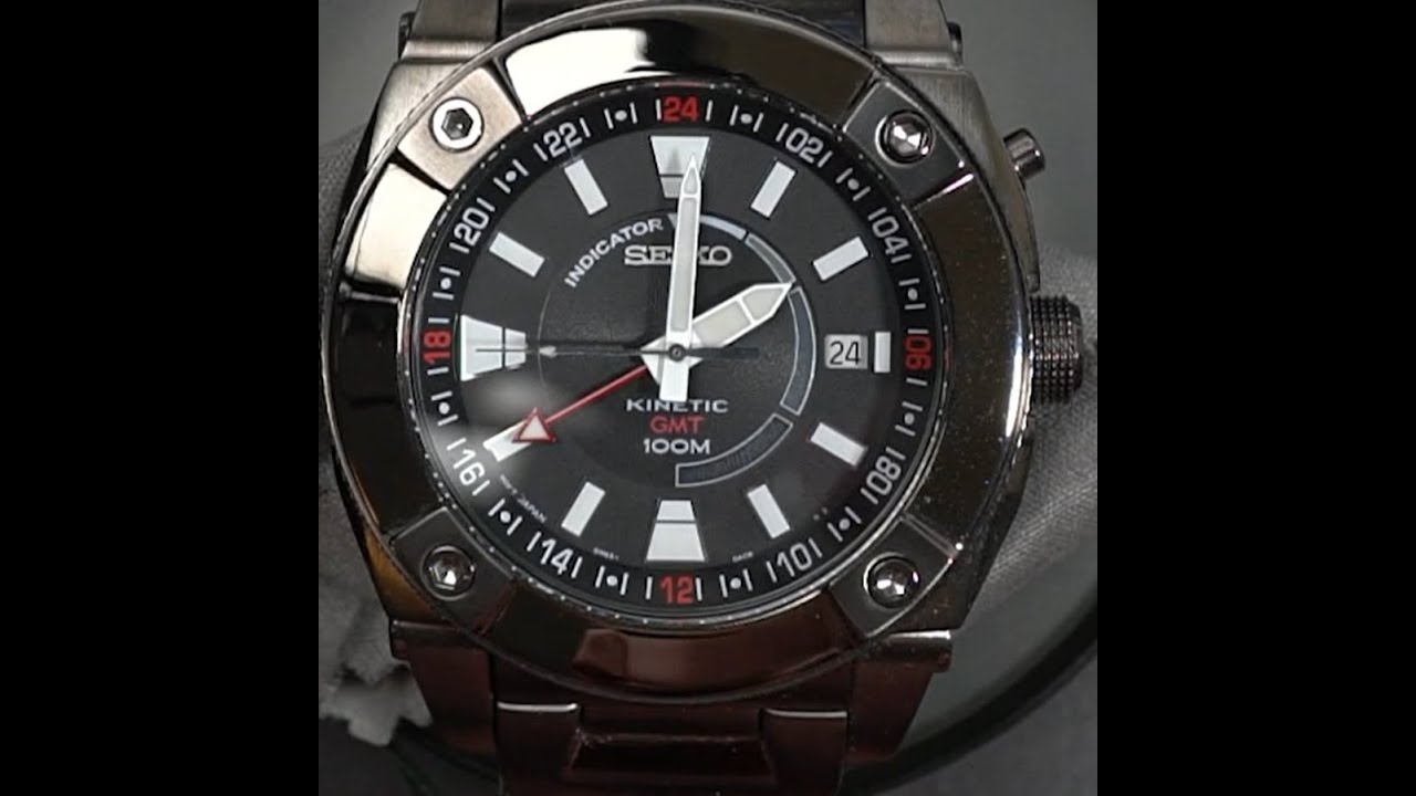 Seiko Kinetic GMT watch SUN007 using 5M65 movement review + capacitor gasket service