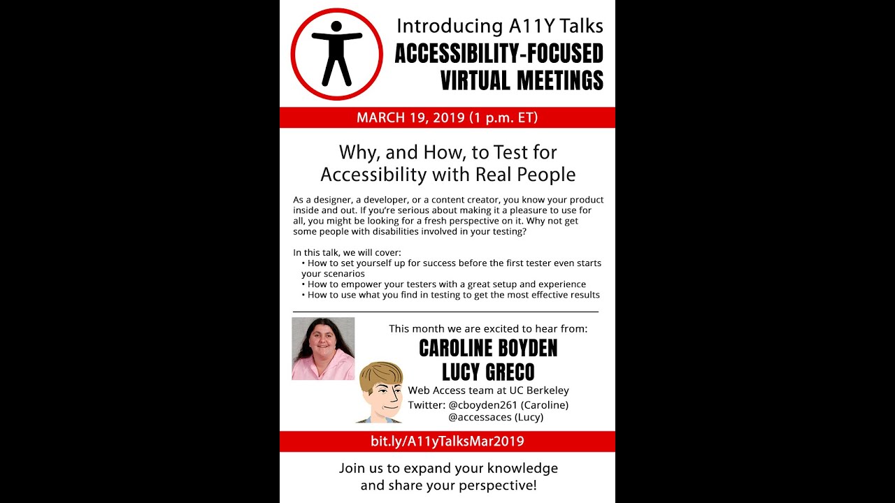 A11y Testing with Real People - Lucy Greco, Caroline Boyden (A11yTalks - Mar 2019)