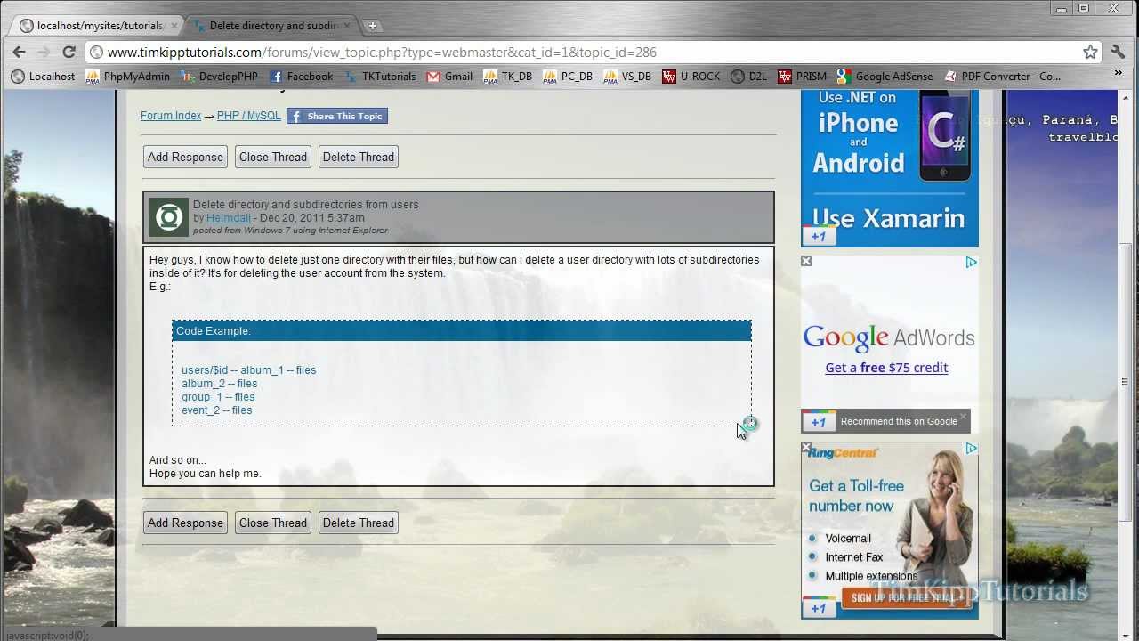 PHP Programming Tutorial - Removing Directories, Subdirectories, and Files