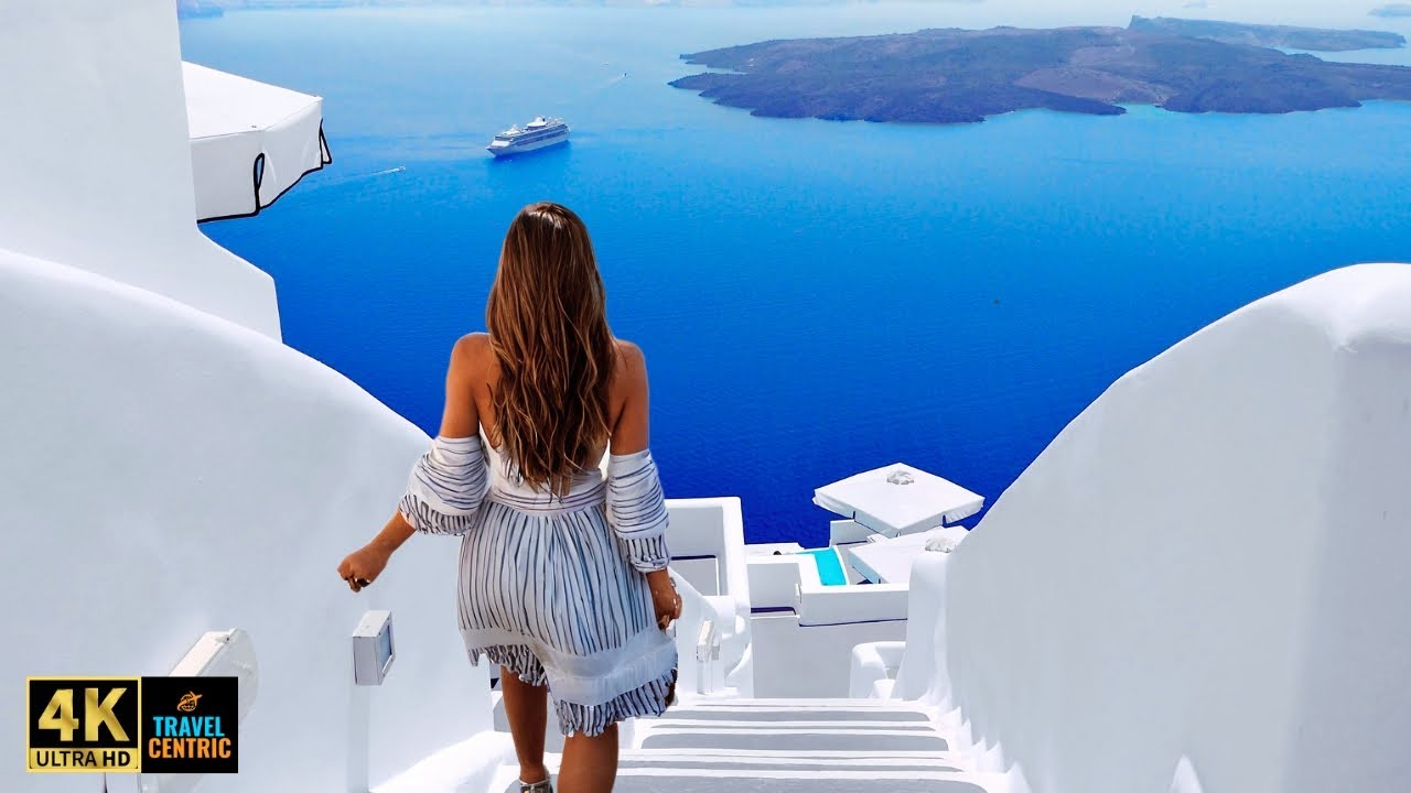 САНТОРИНИ 2024 Пешеходная экскурсия в 4K 🇬🇷 Самый волшебный остров Греции