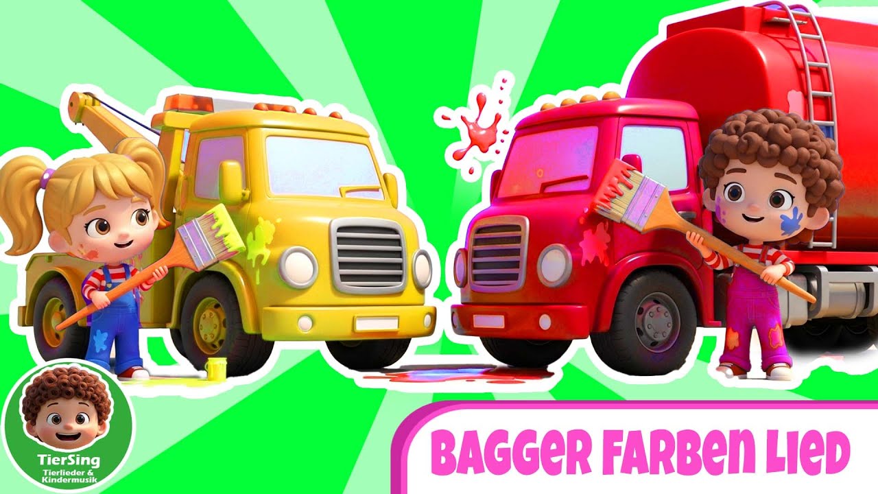 🎨 Bagger Farben Lied 🚜 | Lustiges Kinderlied mit Hopsi, Bruno & Leni |🎵 TierSing – Kinderlieder