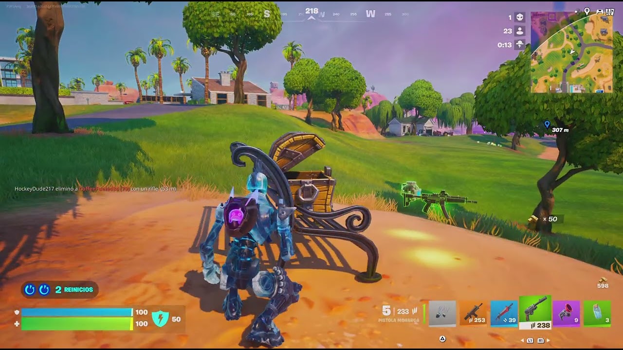 Jugando fortnite.