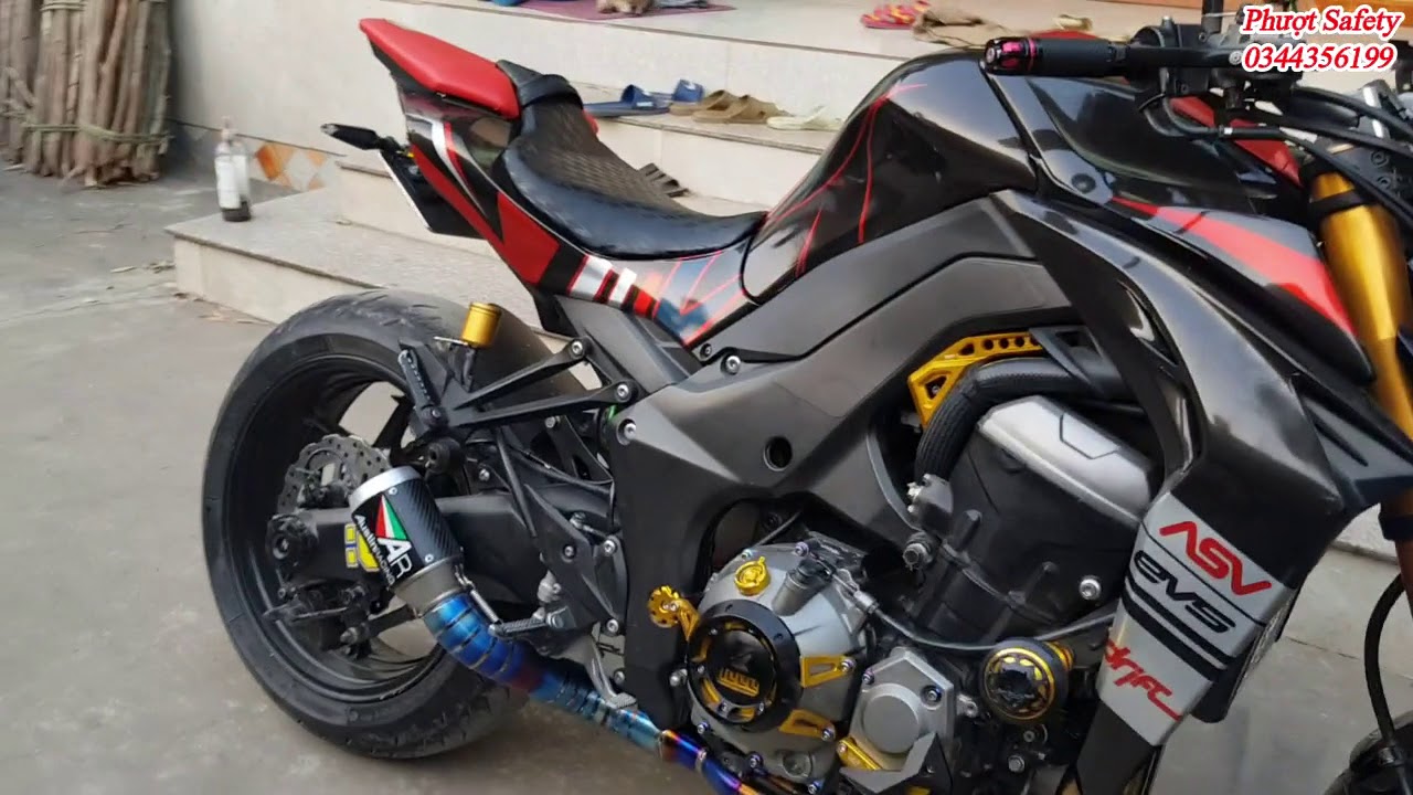 Z1000 độ pô Austin Racing Full cổ Titan | Nẹt pô đỏ nòng .
