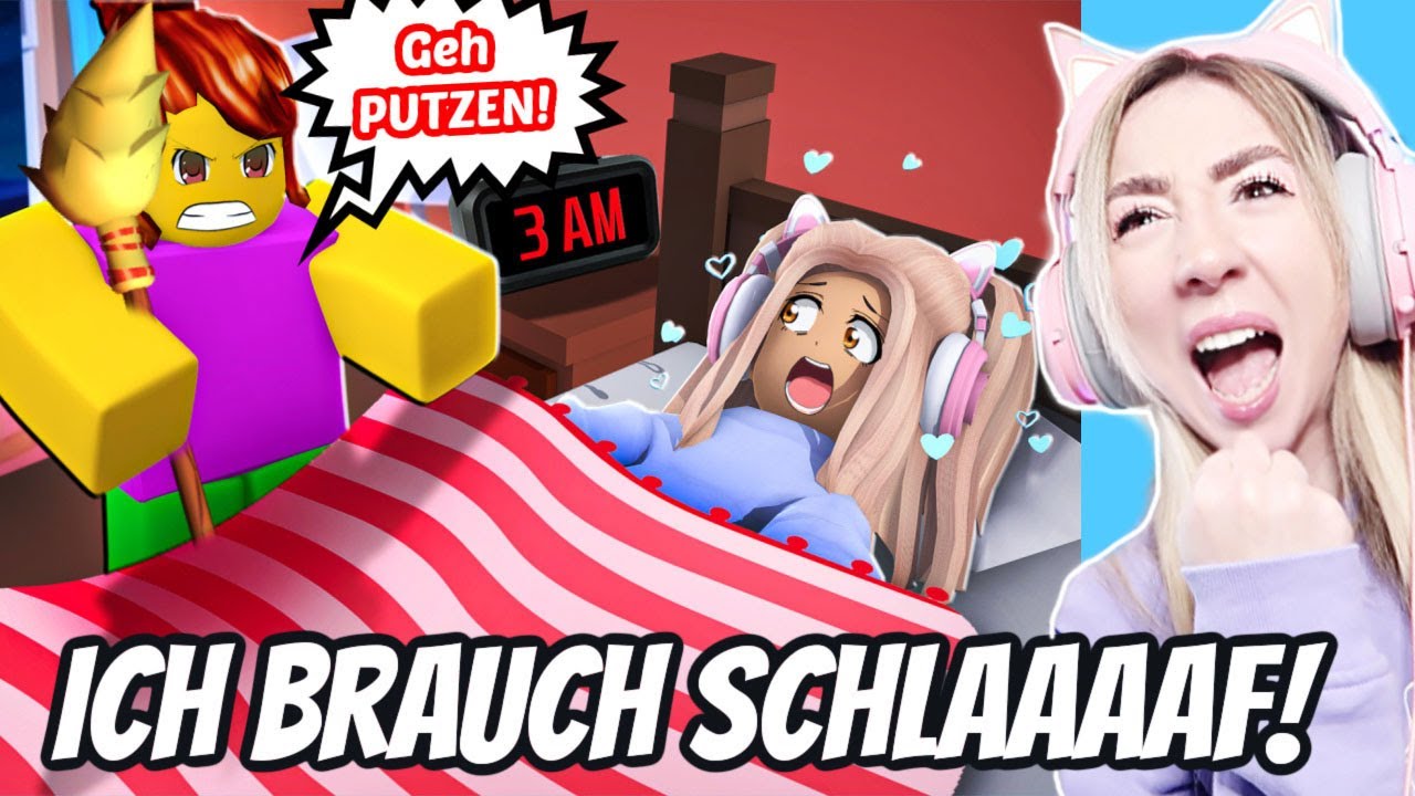 Beki spielt need more sleep deutsch in roblox (niemals clean with me 3 uhr von Mama wenn Schule ist)