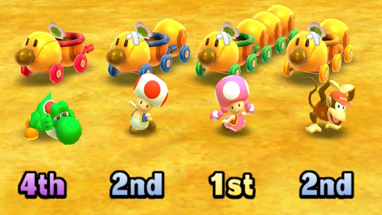 Mario Party: Star Rush MiniGames - Diddy Kong vs Peach vs Wario vs yoshi (Master Cpu)