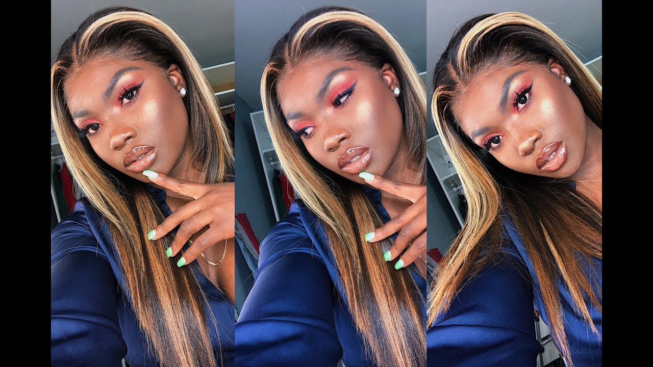 Brown Girl ASH Blonde Patch With Highlights on a Frontal WIG