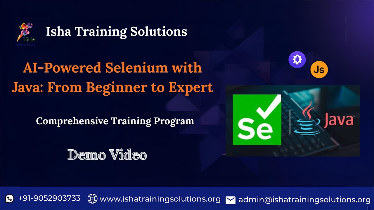 Selenium with Java Demo Video On 5th Jan 2026.Call or WhatsApp us on +91-9052903733 to Enroll