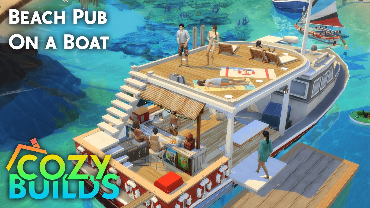 Beach Pub on a Boat 🍹🛥️🏖️ Cats and Dogs + Island Living • The Sims 4 Stop Motion Build