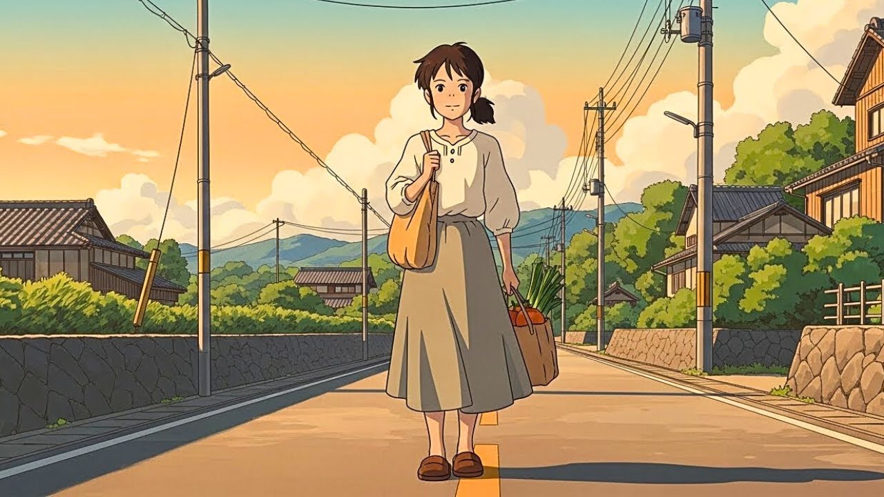 Slow Living Routine 🌿 | Ghibli-Style Vegetable Shopping & Cozy Cooking | ASMR No Music