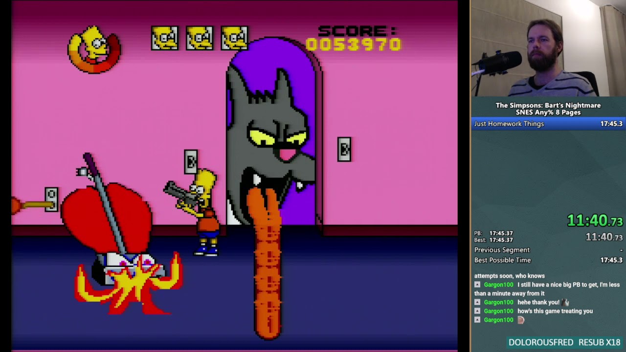The Simpsons: Bart's Nightmare (SNES) - Any% 8 Pages - 17:30