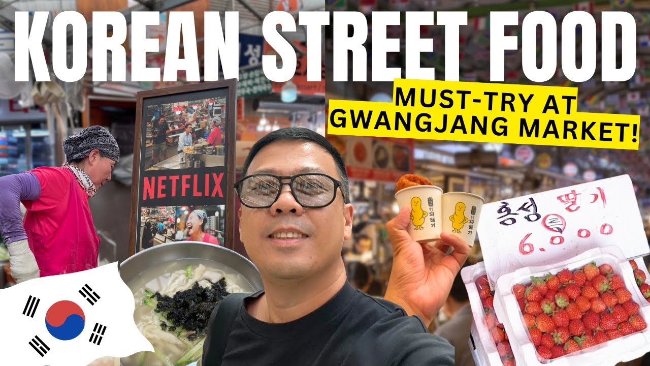 Gwangjang Korea Street Food | Netflix Noodles, Twisted Donuts, Garlic Boy! 🇰🇷 Korea Vlog 2025