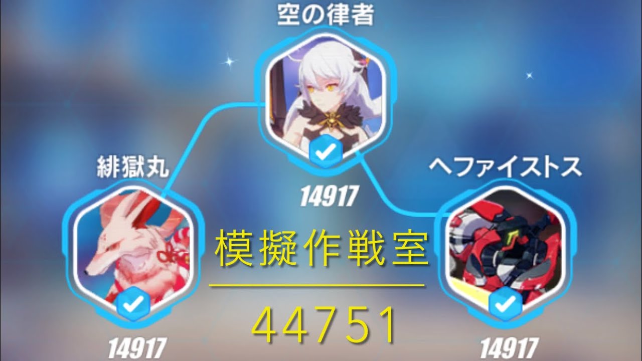模擬作戦室 緋極丸･空律･ﾍﾌｧ All0秒ｸﾘｱ 14917&times;3 totalｽｺｱ 44751