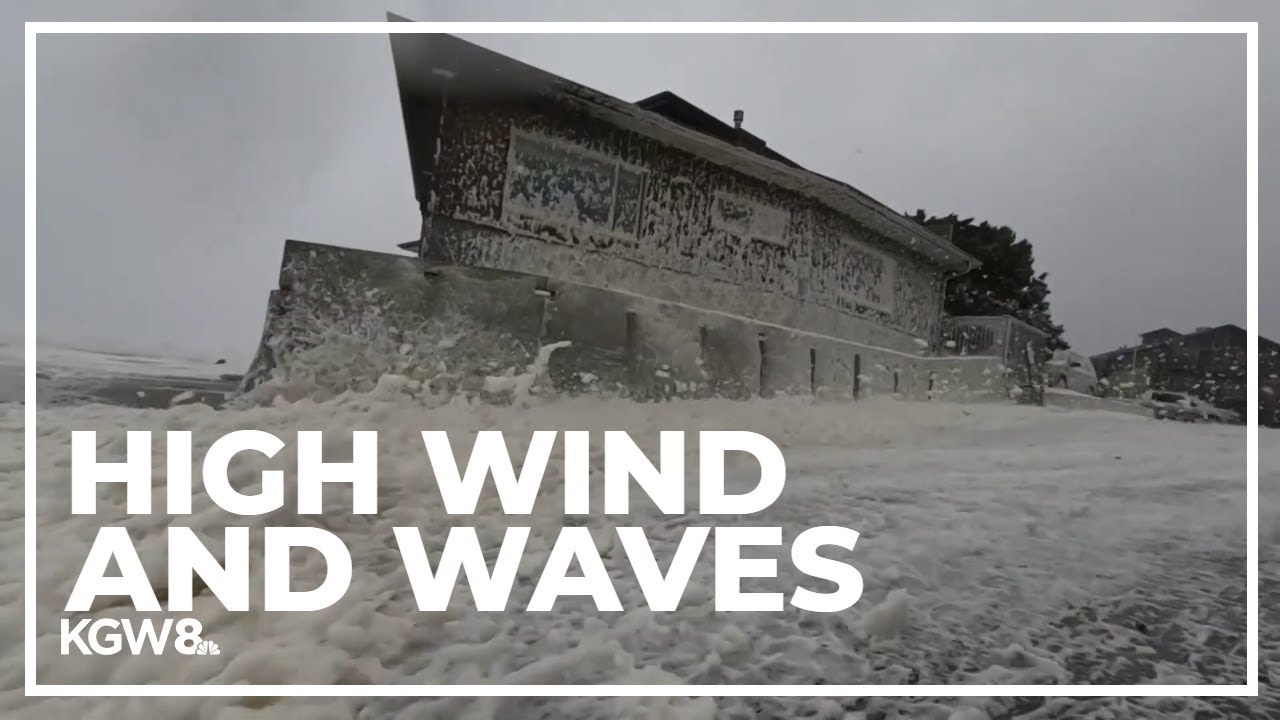 Big waves pound the Oregon coast amid Tuesday’s wind storm
