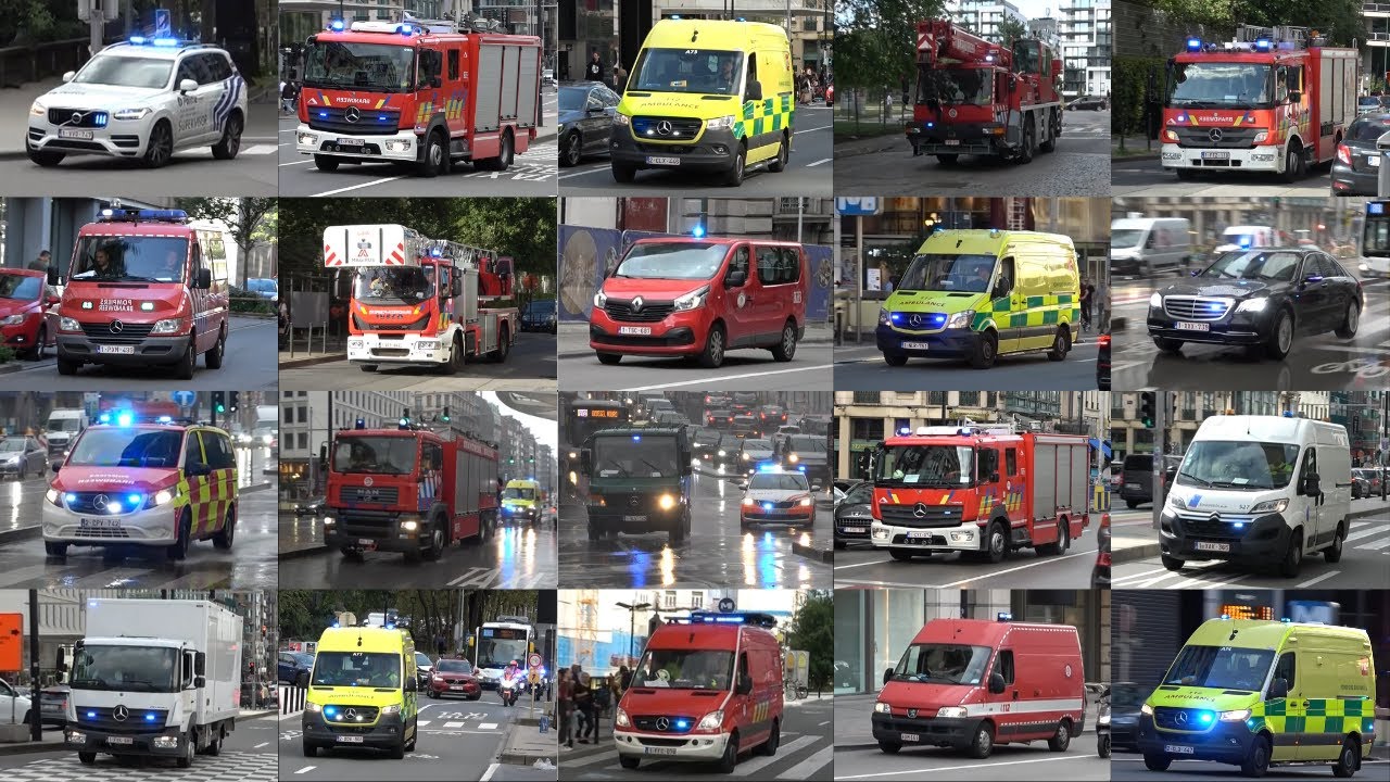 [KRAAN/HULPVERTREK/E-HORN] Compilatie van Vele Hulpdiensten met spoed door Brussel!