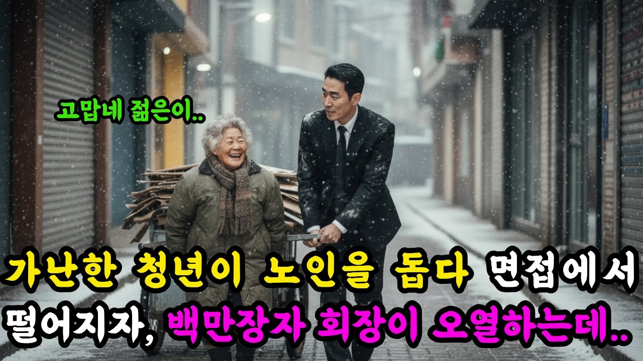 가난한 청년이 폐지 노인을 돕다 면접에서 떨어졌는데그 순간 백만장자 회장이 무릎을 꿇고 오열했습니다..ㅣ감동사연ㅣ노후사연ㅣ오디오북ㅣ사연라디오ㅣ