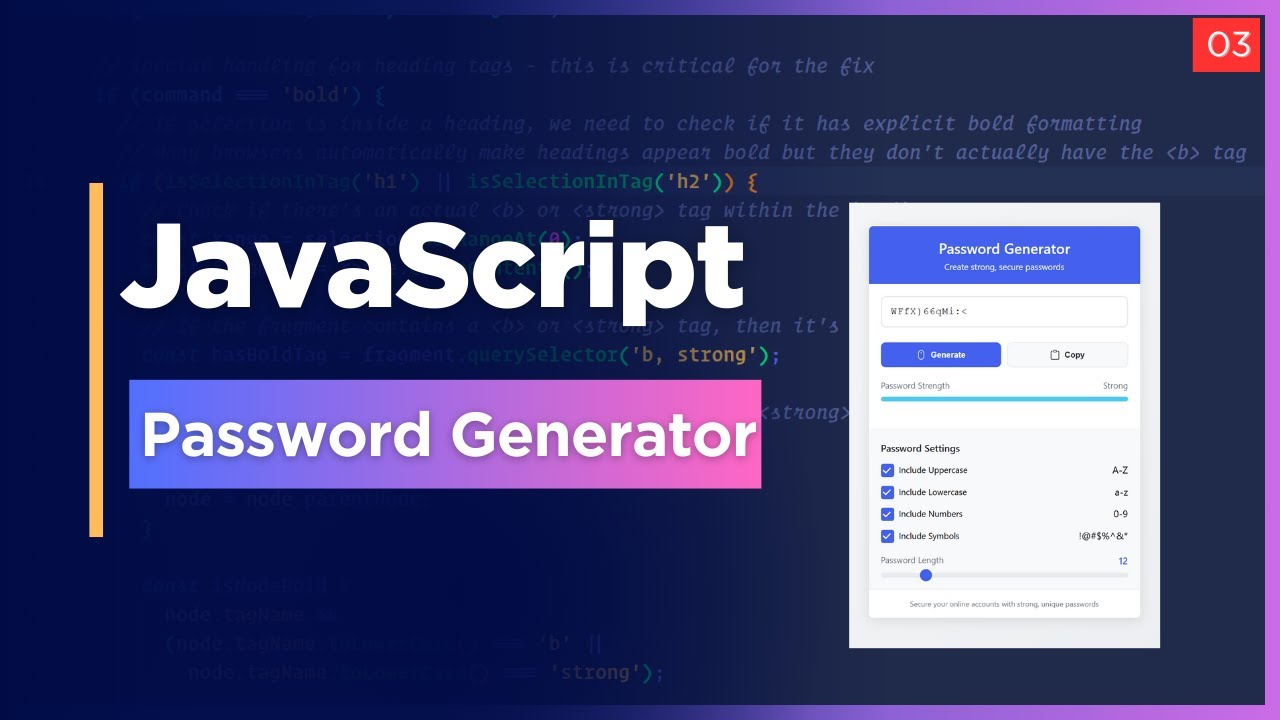Build a Secure Password Generator with HTML, CSS & JavaScript