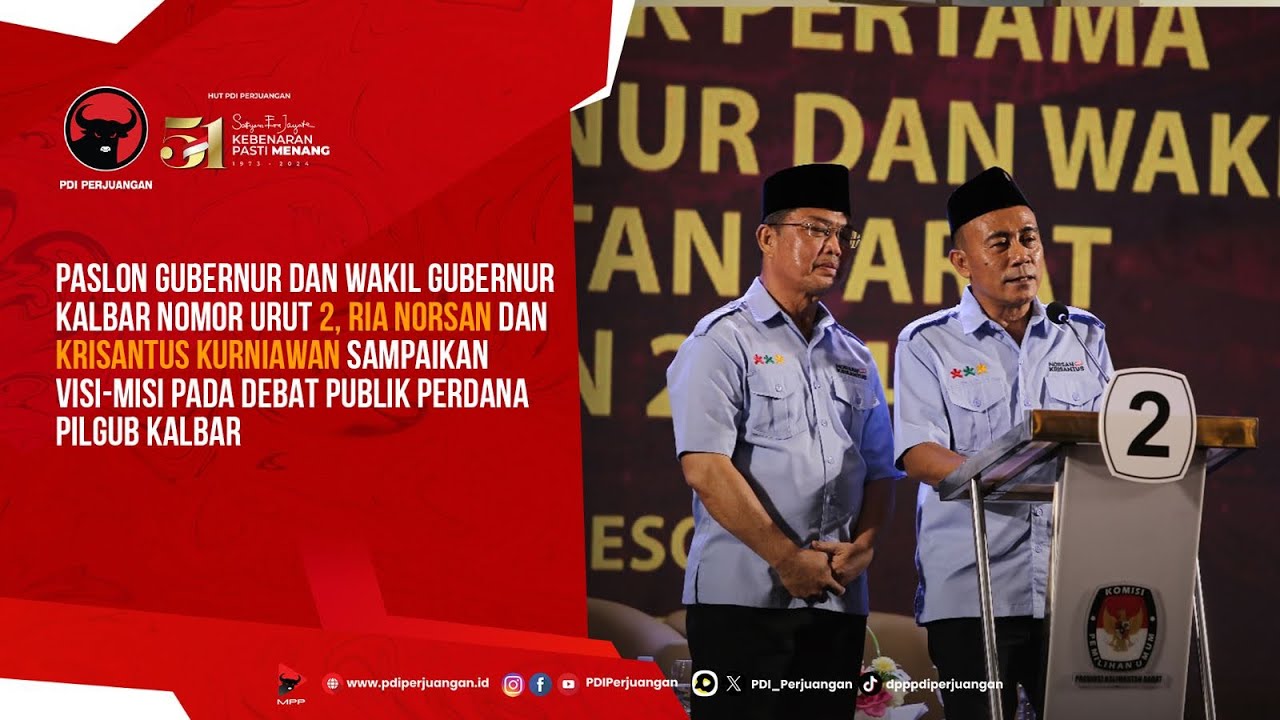 Ria Norsan dan Krisantus Kurniawan menyampaikan visi misi di debat publik perdana Pilkada Kalbar