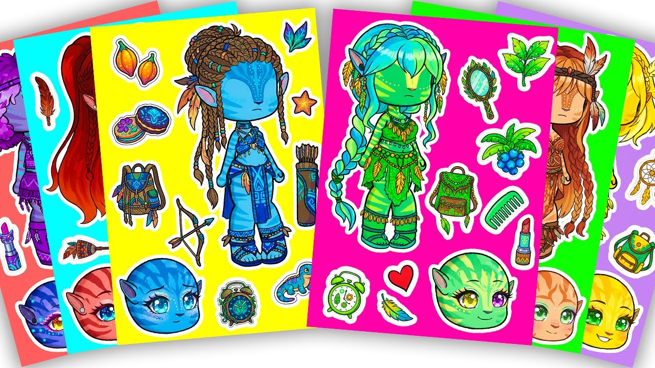 🍀Paper DIY🍀Avatar X Gacha Sticker Book #avatar #doll #paperdiy #gachalife #asmr #avatarfireandash