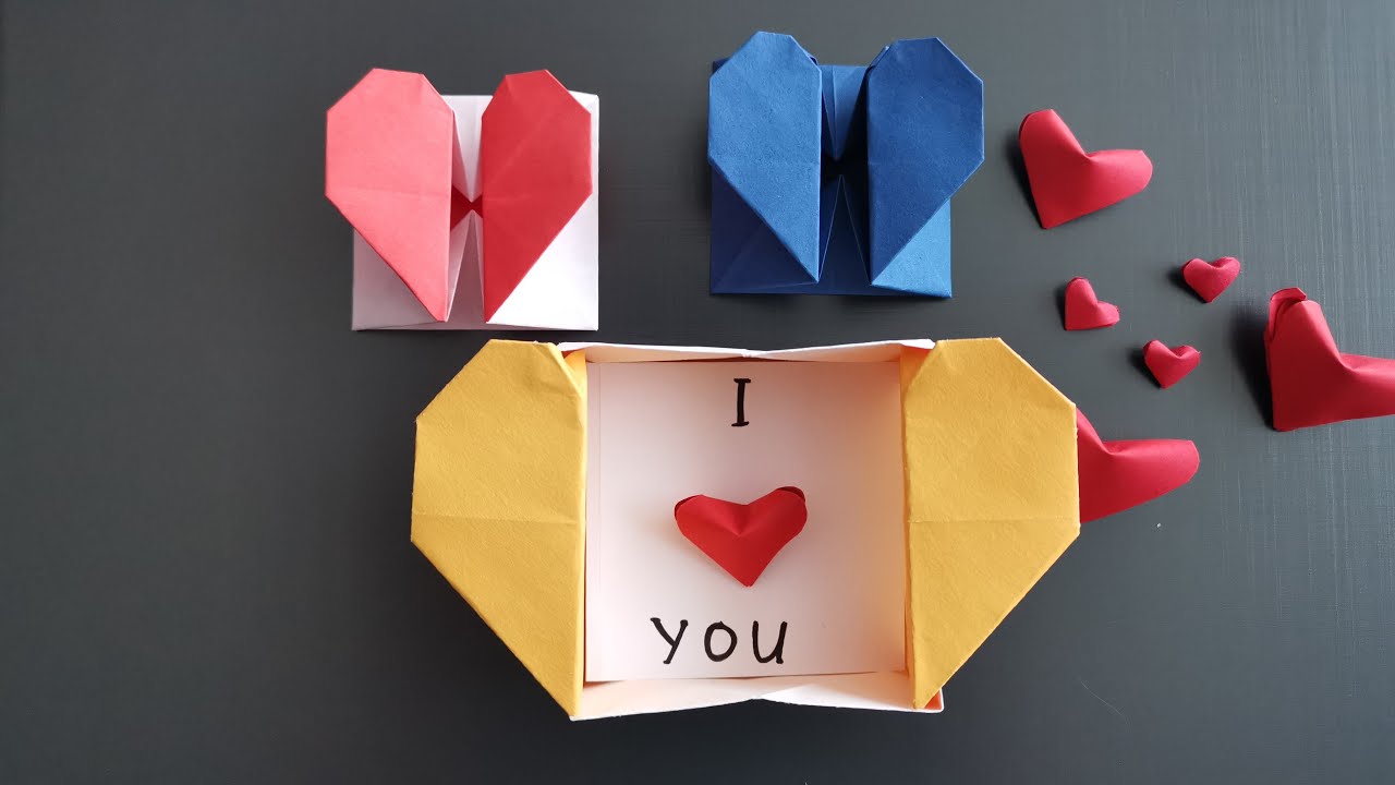 Origami Herzbox - Geschenkbox zum Valentinstag basteln - DIY Herzschachtel - Heartbox