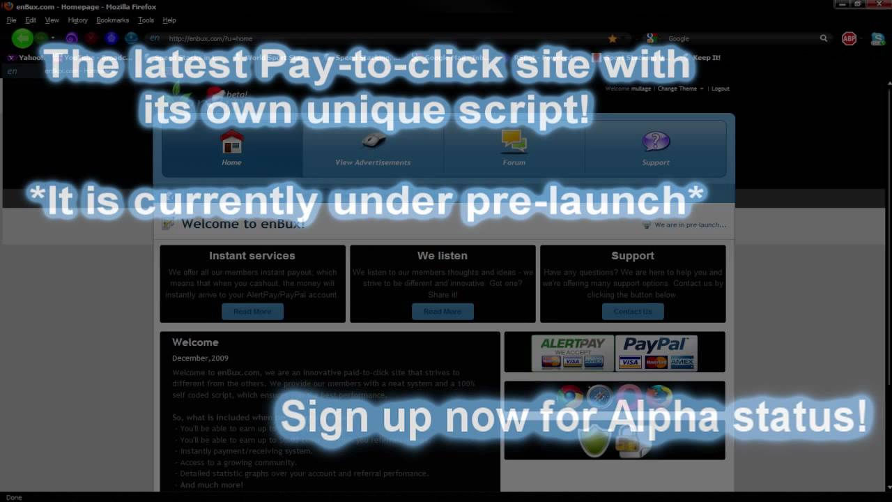 enBux Pay-to-click site *SPECIAL OFFER* VIA PAYPAL & ALERTPAY JOIN NOW!