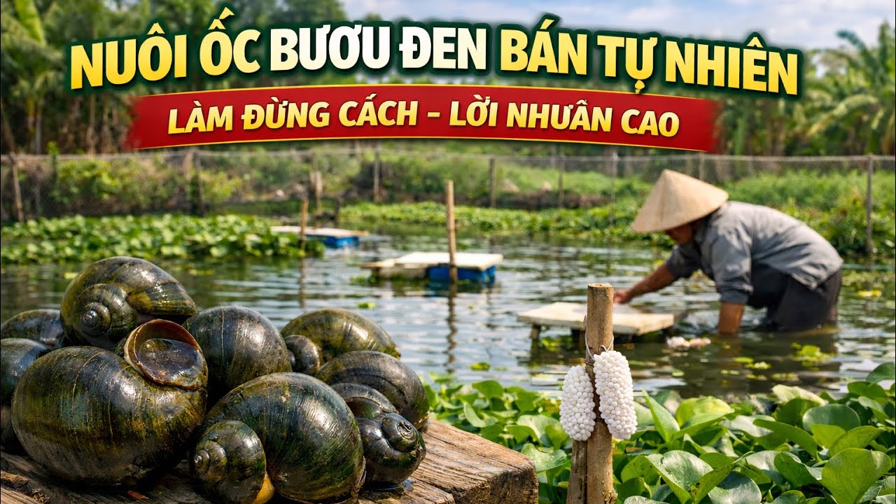 Làm Giàu Từ Mô Hình Nuôi Ốc Bươu Đen Bán Tự Nhiên – Mỗi Ao Thu Hàng Chục Triệu Đồng