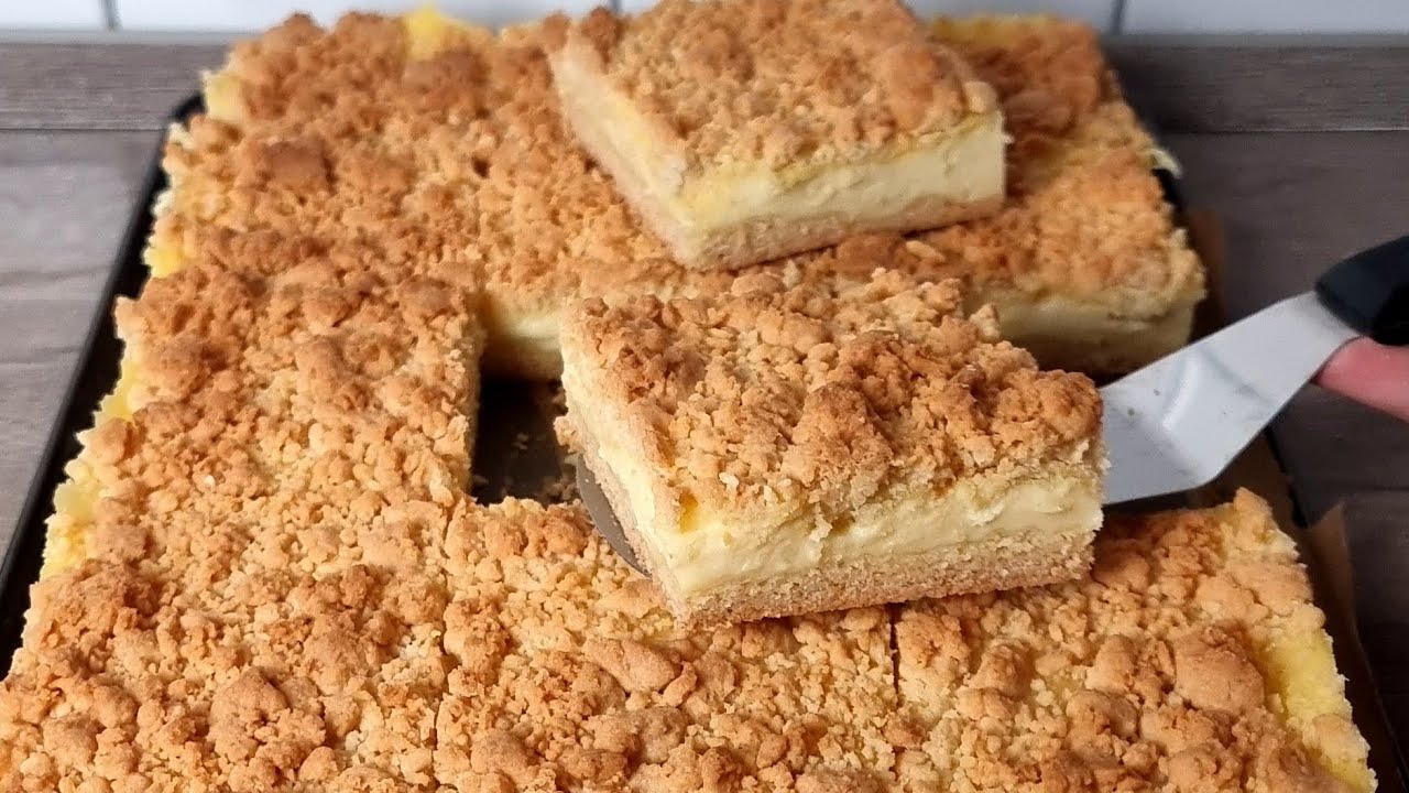 Streuselkuchen mit Pudding ~ Puddingkuchen mit Streusel