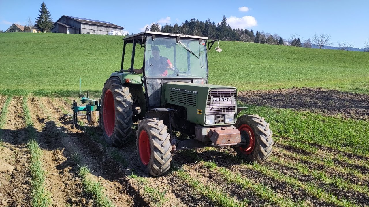 Weizen hacken mit Fendt 103 SA / Turiel Hacksystem bei Chrigel79