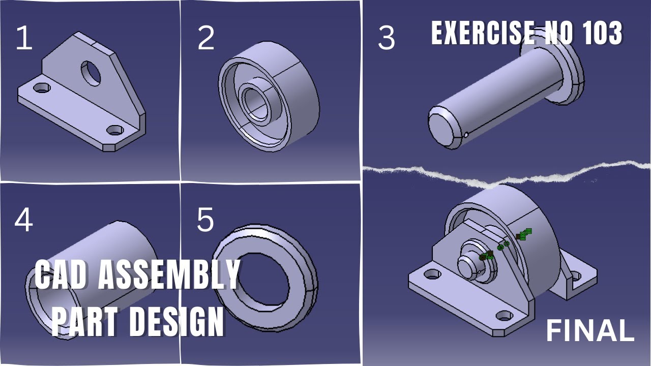 CAD Assembly Design Exercise 103 | Catia v5 tutorial exercise I Part Design | CATIA  | Solidworks