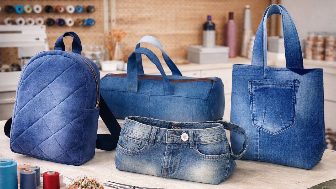 ✨ Old Jeans se Stylish Denim Bags Banana Seekhiye! ✂️🧵