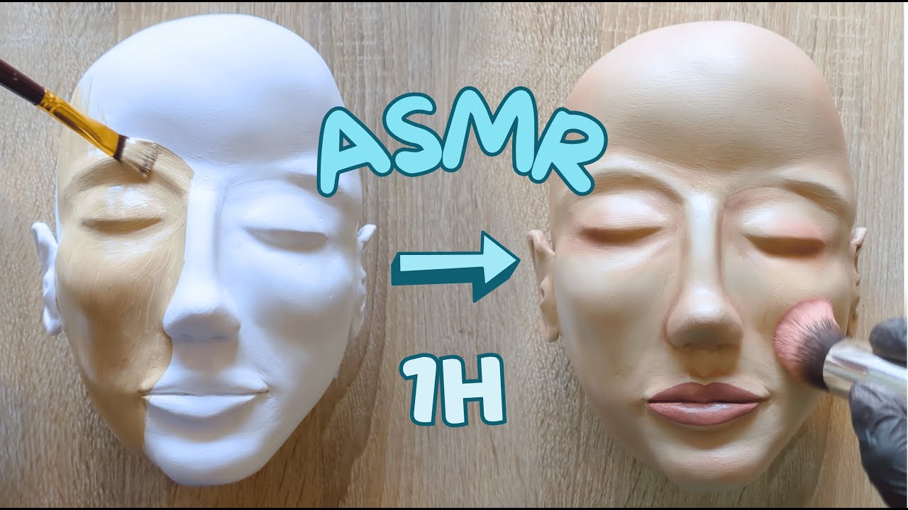 ASMR 1H 🎨 Peinture & Maquillage Visage en Argile | No Talking - Mic Brushing - Clay Sounds