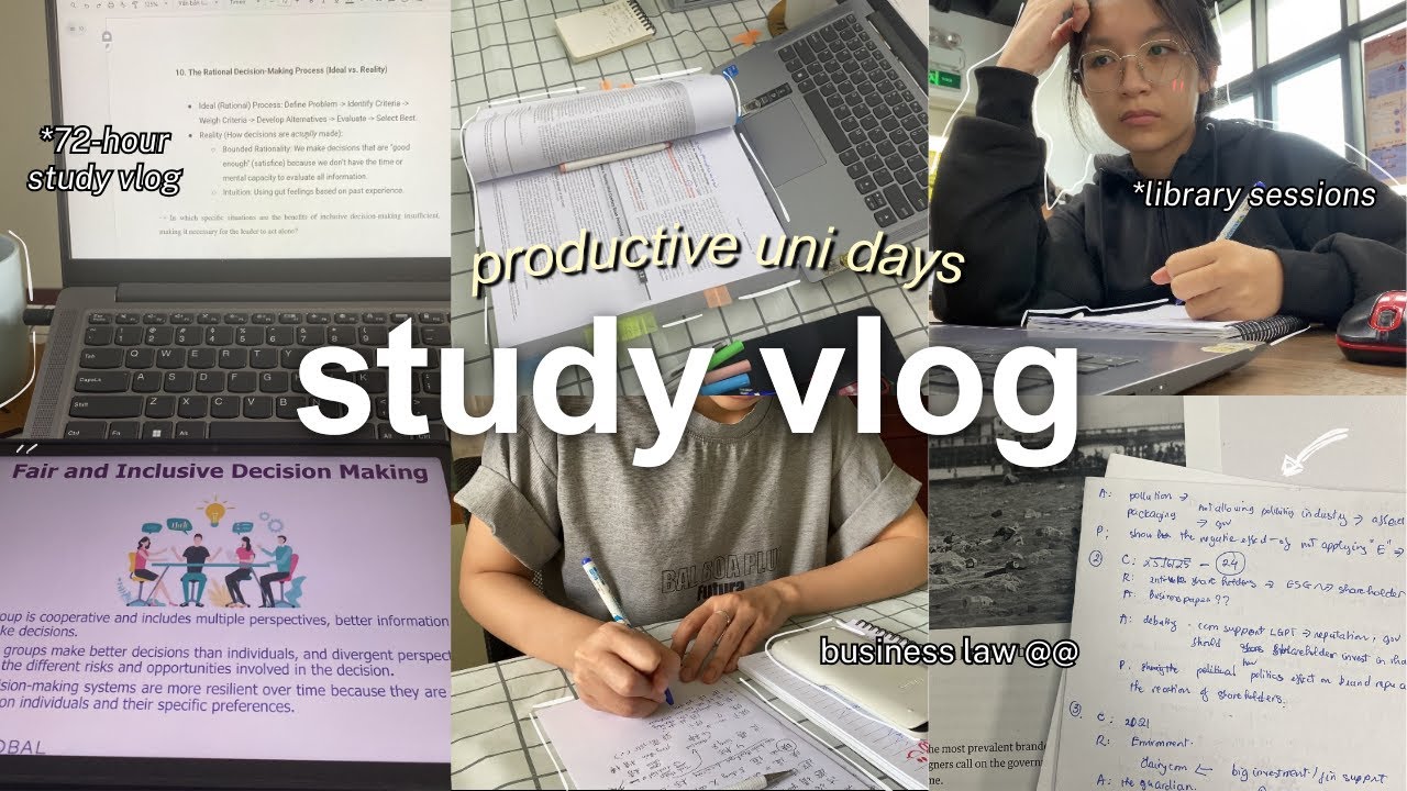 study vlog💻| 72-hour vlog, productive uni days, library sessions, & notetaking, cooking