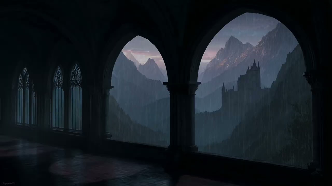 Cozy Medieval Castle Rainstorm with Gentle River Flow - Ambience for Reading & Rest