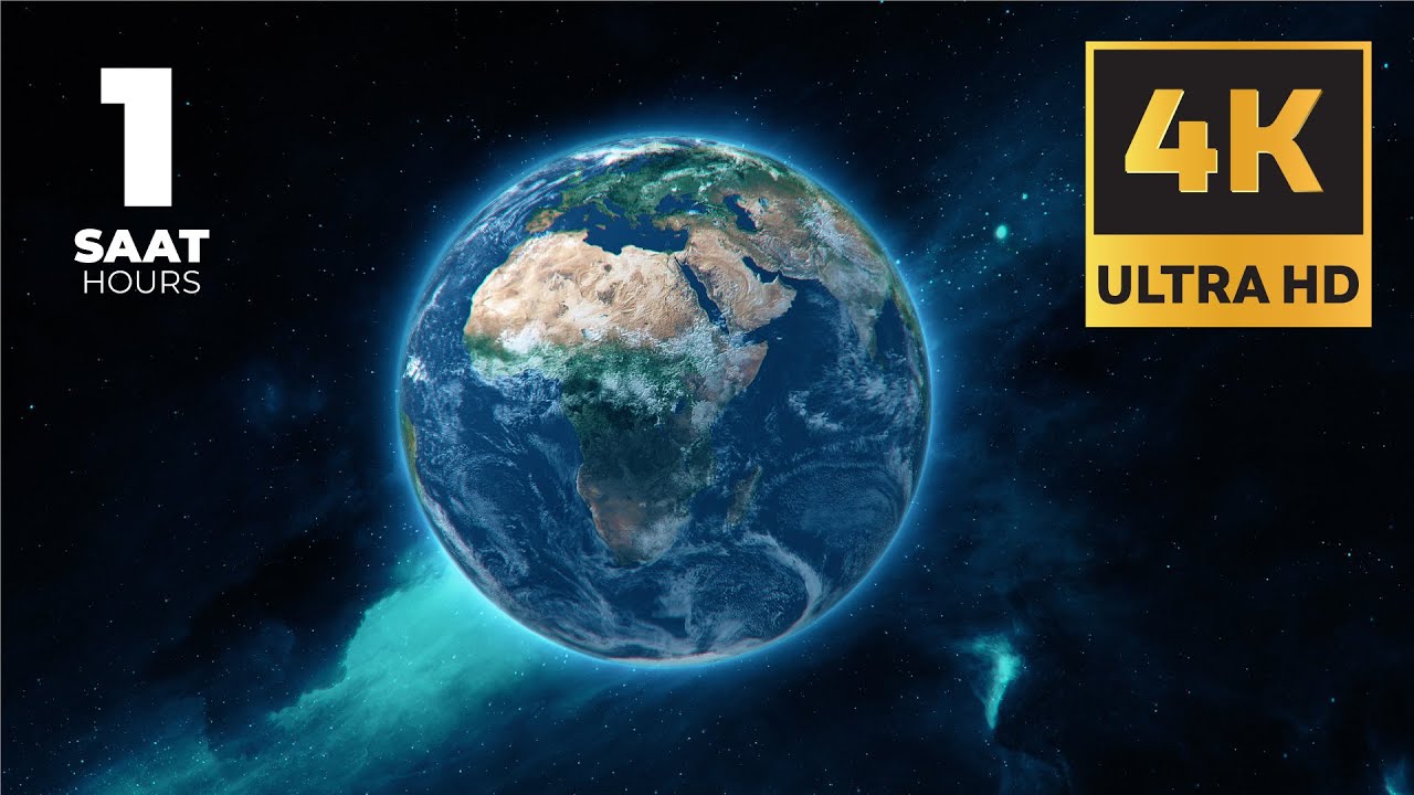Dünya'nın Dönüşü (1 Saat) 🌎 Ultra HD 4K. Mavilikler ve Uzay Boşluğunda Dünya'nın Sessizce Dönüşü