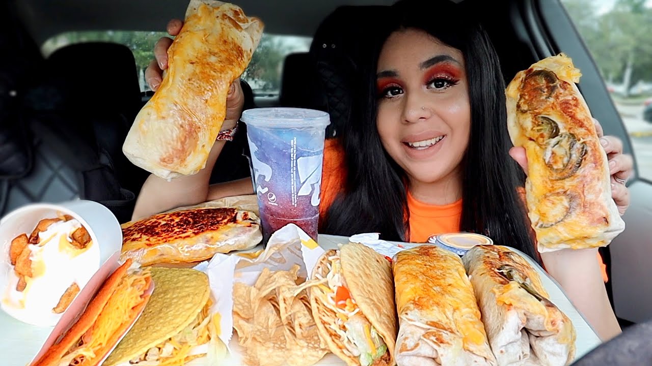 TACO BELL MUKBANG!! NEW Spicy Double Steak Grilled Cheese Burrito Review