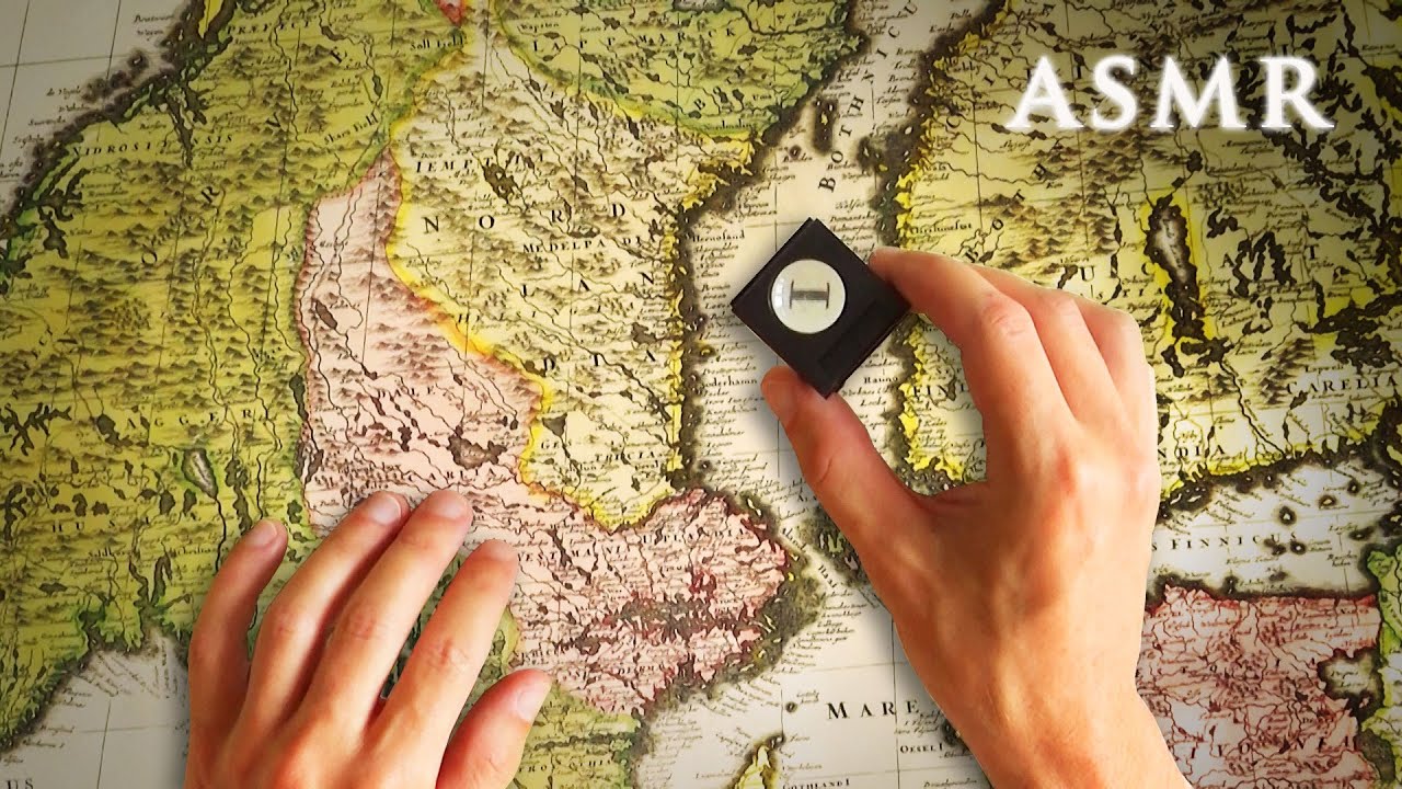 ASMR 1hr Exploring Antique Nordic Map from 1706 | Using Loupe