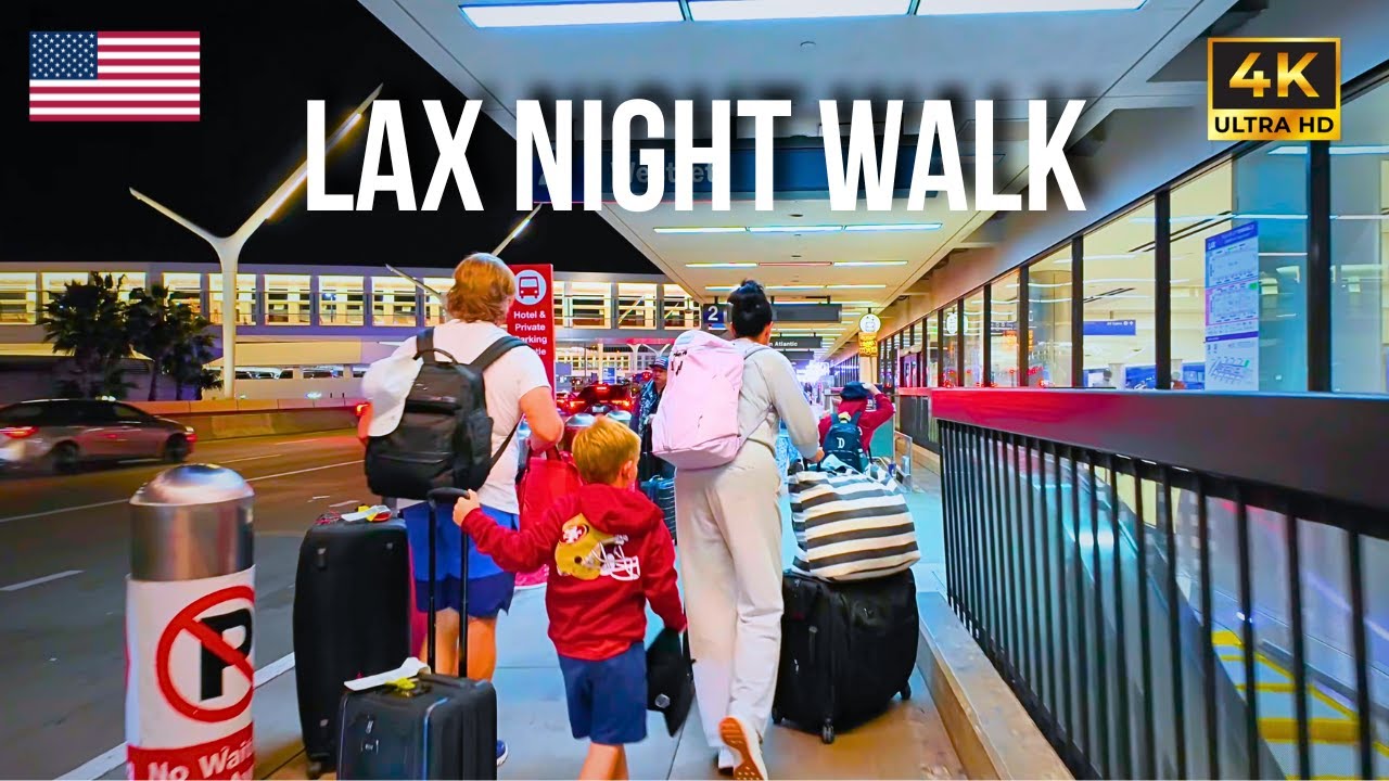 Walking Outside LAX Airport 🇺🇸 | Los Angeles International Airport Night Walk [4K UHD]
