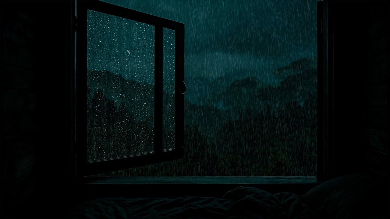 Peaceful Rain in Outside Window | Cozy Bedroom for Restful Relax and Sleeping