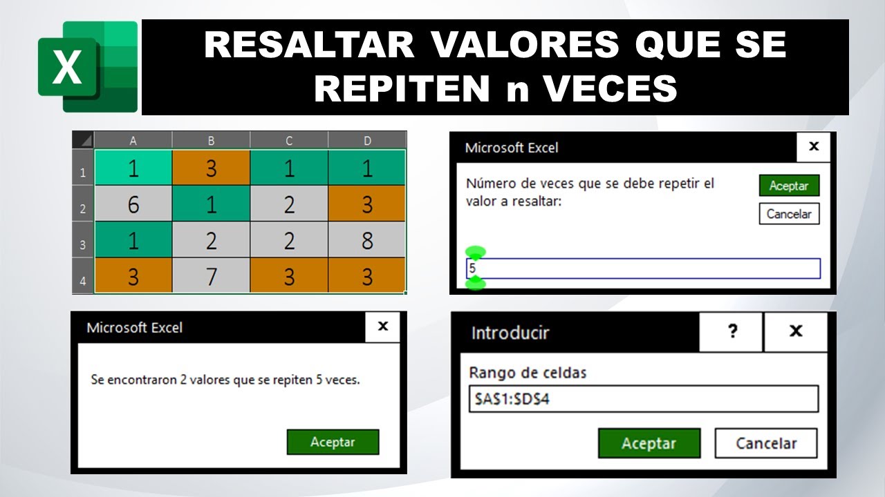 Macro para resaltar valores que se repiten una determinada cantidad de veces en Excel ✅