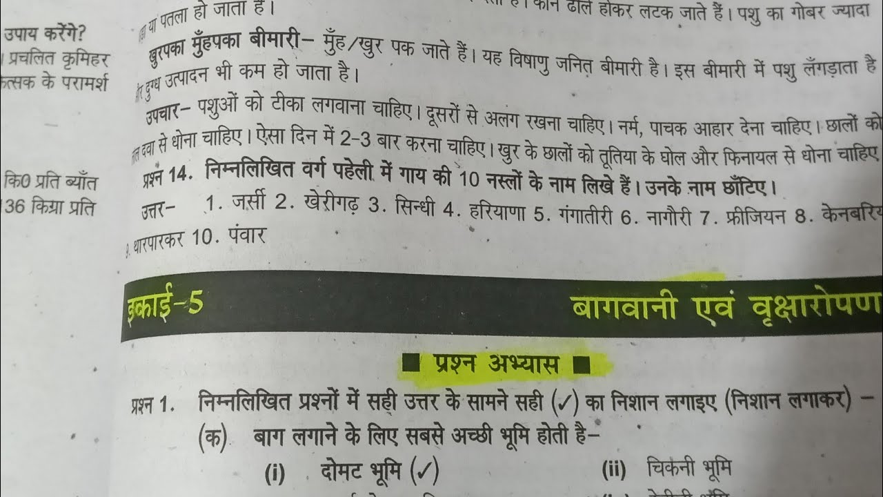 Class 8th krishi ikai five bagvani AVN vriksharopan paath ka prashn AVN Uttar UP Board