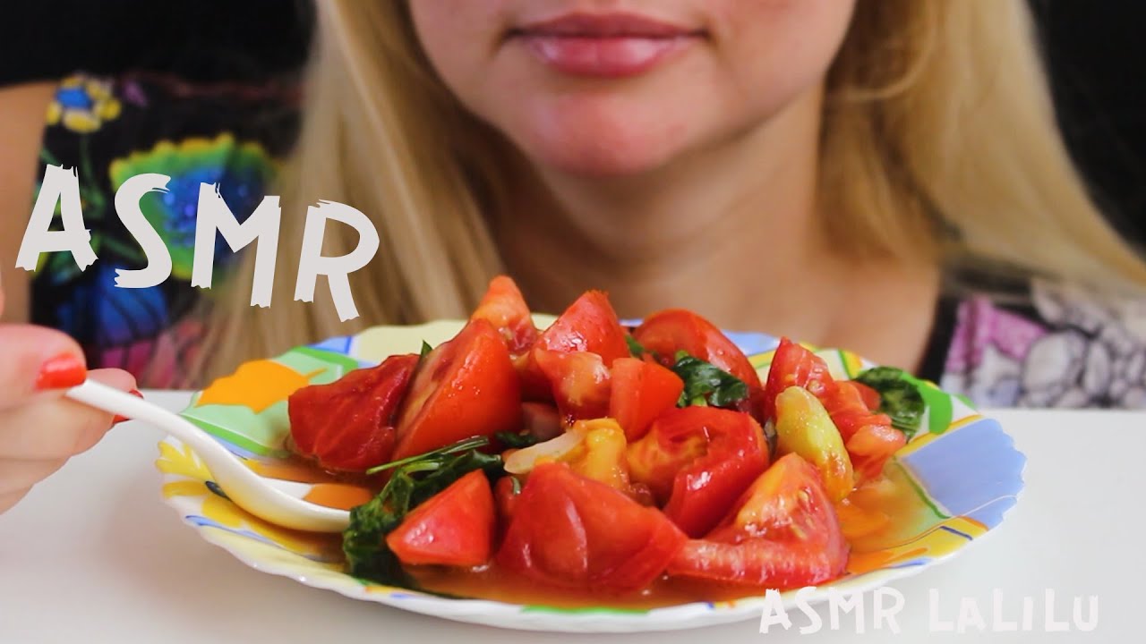 АСМР ОВОЩНОЙ САЛАТ. ПОМИДОРЫ И ЗЕЛЕНЬ | ASMR VEGETABLE SALAD MUKBANG ASMR LaLiLu RU #SALAD #САЛАТ