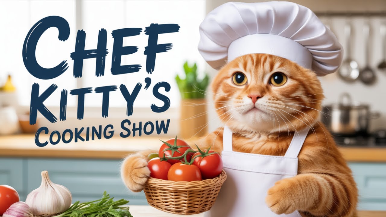 Chef Kitty’s Cooking Song 🍅  Fun Cat Rhymes for Kids  Cute Animal Song About Making Sauce